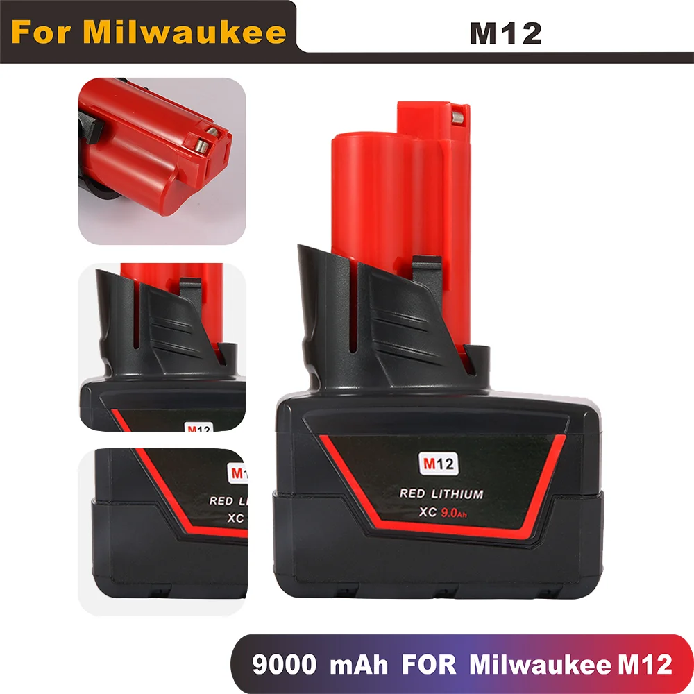 6000mAh/9000mAh 9.0Ah 12V Power Tool Li-ion Battery for Milwaukee M12 C12 XC 48-11-2440 48-11-2402 48-11-2411 48-11-2401
6000mAh/9000mAh 9.0Ah 12V Power Tool Li-ion Battery for Milwaukee M12 C12 XC 48-11-2440 48-11-2402 48-11-2411 48-11-2401