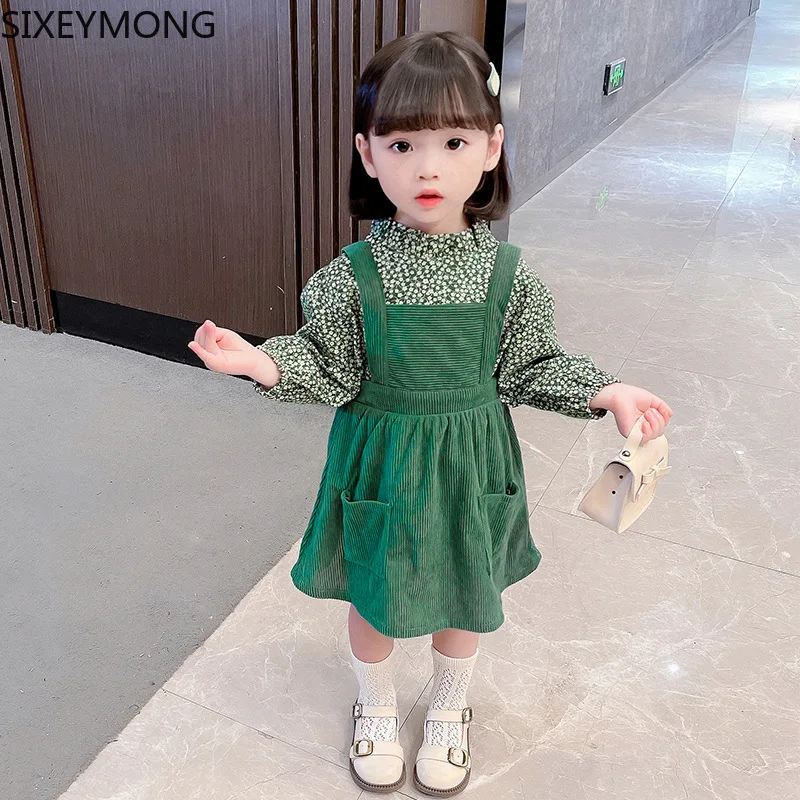 Autumn Girl Suit Baby Floral Shirt Children Corduroy Strap Skirt Green Dress Kids Clothes Girls Boutique Outfits
Autumn Girl Suit Baby Floral Shirt Children Corduroy Strap Skirt Green Dress Kids Clothes Girls Boutique Outfits