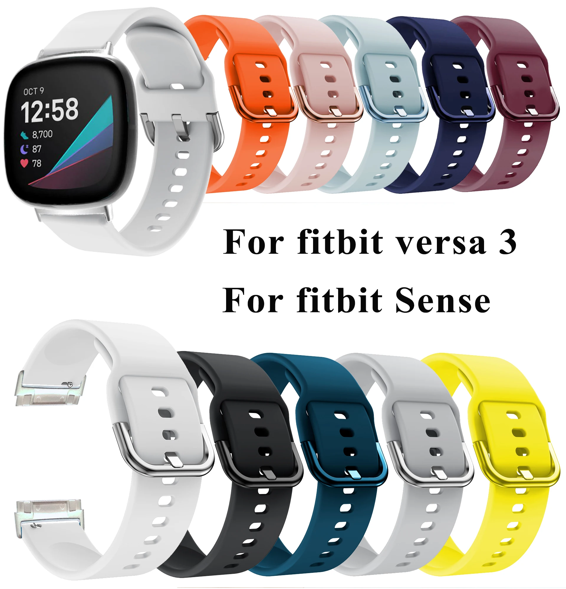 

Watch Strap for Fitbit Versa 3 Band Soft Sport Silicone Bracelet Versa3 Wristband Correa for Fitbit Sense Bands Accessories