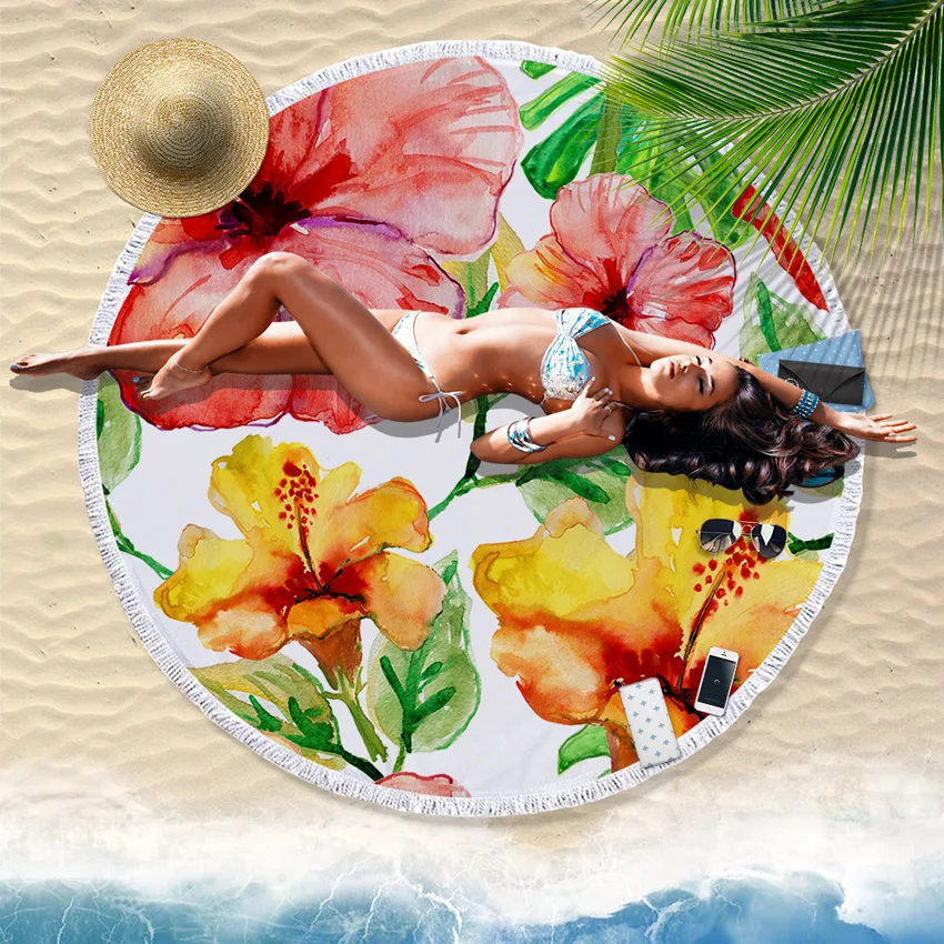 Floral Round Beach Towel With Tassel Flowers Microfiber Bath Shower Towel For Adults Picnic Yoga Mat Blanket Cover Up 500g 150cm
Floral Round Beach Towel With Tassel Flowers Microfiber Bath Shower Towel For Adults Picnic Yoga Mat Blanket Cover Up 500g 150cm