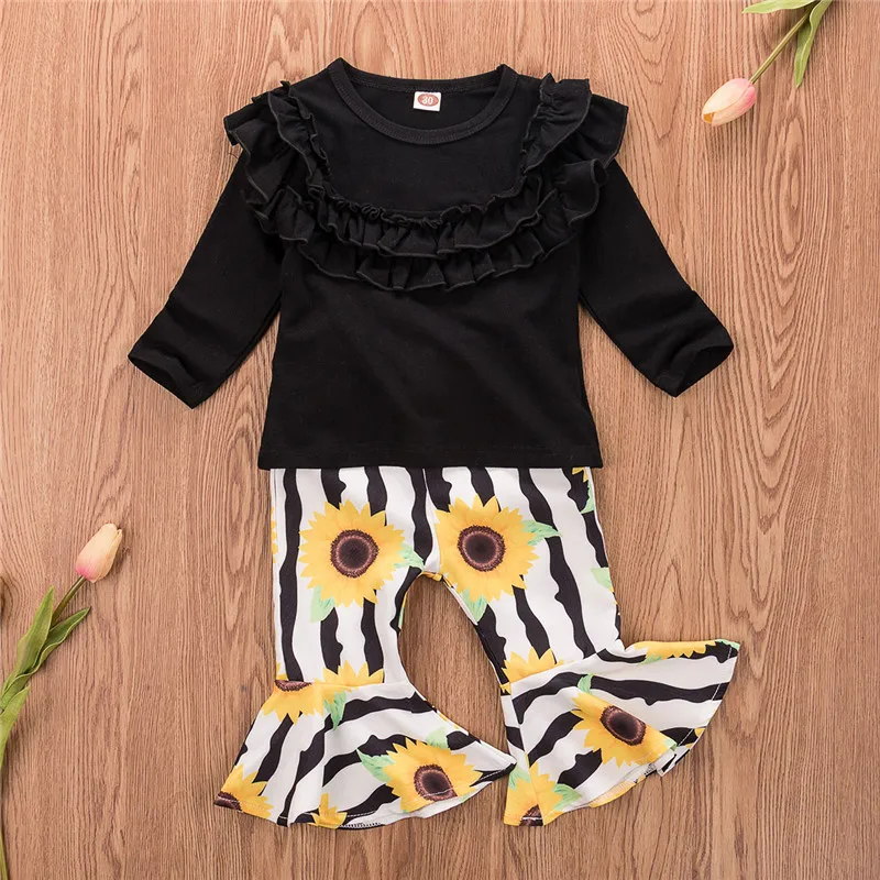 Newborn Kids Baby Girls free shipping Clothes solid Ruffle pullover long sleeve Tops Sunflower print Striped Pants 2pc Outfits
Newborn Kids Baby Girls free shipping Clothes solid Ruffle pullover long sleeve Tops Sunflower print Striped Pants 2pc Outfits
