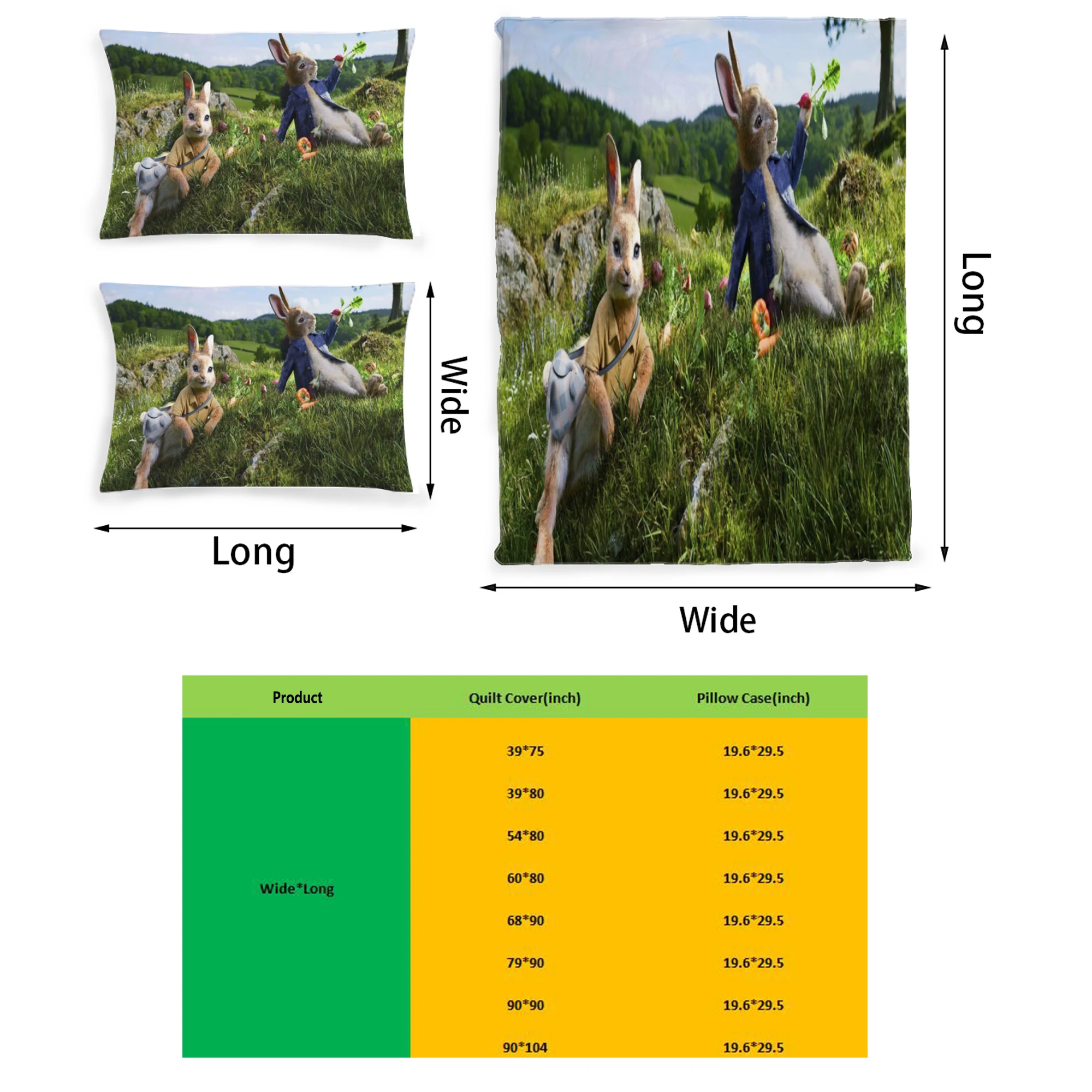 Peter Rabbit Graphic Printed Home Bedding Set Printing Polyester Quilt Cover Set 3 Pieces Quilt Cover Pillow Cover Set
Peter Rabbit Graphic Printed Home Bedding Set Printing Polyester Quilt Cover Set 3 Pieces Quilt Cover Pillow Cover Set