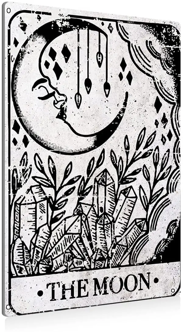 BEASTZHENG Tarot Cards The Moon Metal Tin Sign Wall Black Vintage Sign for Home Living Room Bedroom Decor Gifts
BEASTZHENG Tarot Cards The Moon Metal Tin Sign Wall Black Vintage Sign for Home Living Room Bedroom Decor Gifts