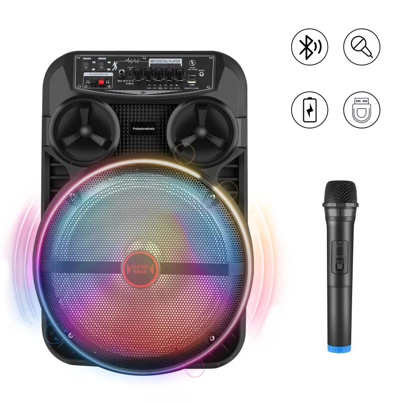 12Inch Subwoofer Suitable Adults With Wireless PA Speaker System Karaoke Wireless Bluetooth Speaker LED Light Singing Microphone 
12Inch Subwoofer Suitable Adults With Wireless PA Speaker System Karaoke Wireless Bluetooth Speaker LED Light Singing Microphone
