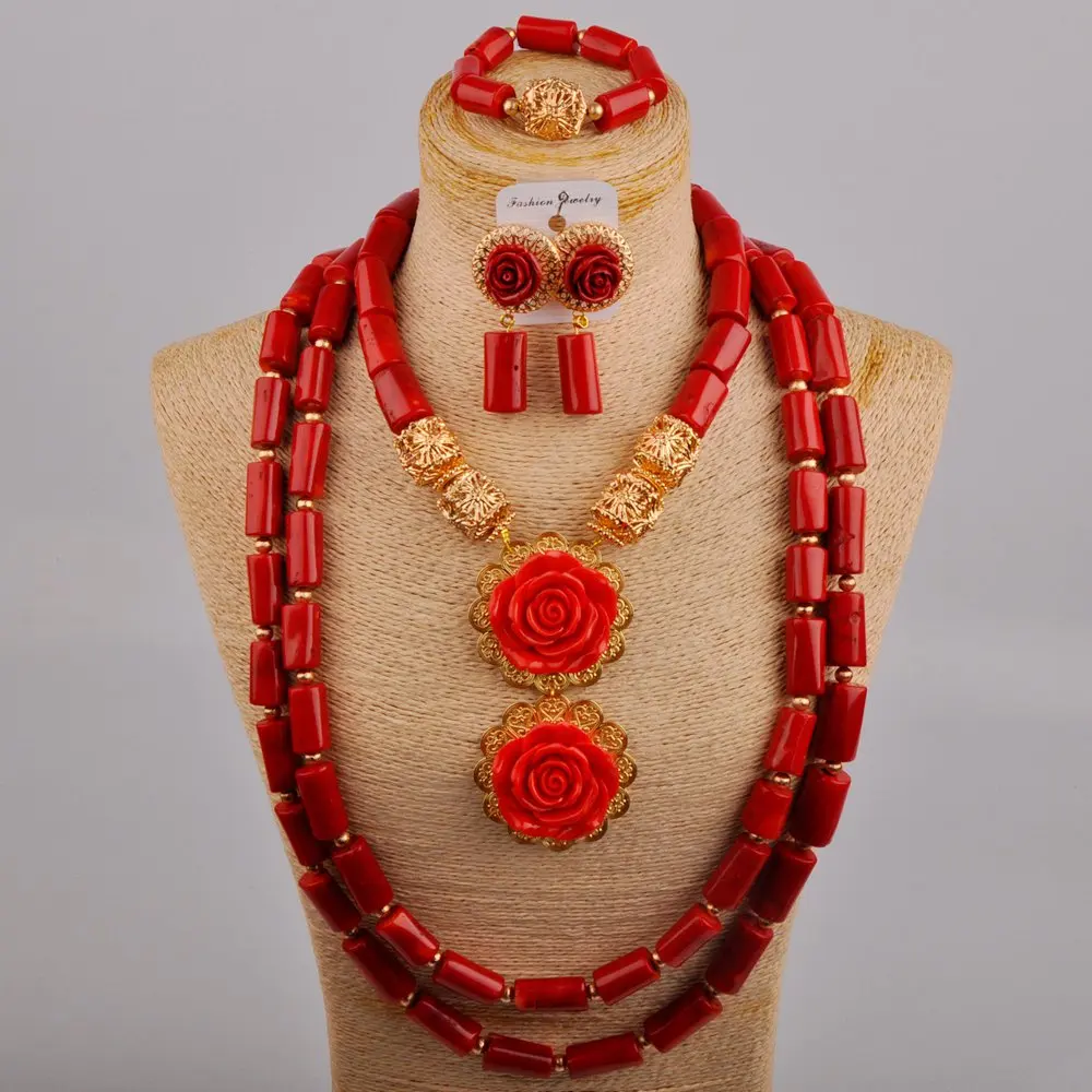 Fashion Red Nigerian Wedding Coral Beads Necklace Jewelry Set African Coral Bridal Set
Fashion Red Nigerian Wedding Coral Beads Necklace Jewelry Set African Coral Bridal Set