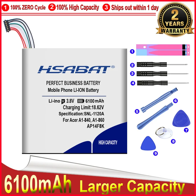 Аккумулятор HSABAT 0 Cycle 6100mAh AP14F8K для Acer A1-840 A1-860 B1-820 B1-830 WiFi 16GB B1-850 One 8 GT-810 A1-850 B1-810 |