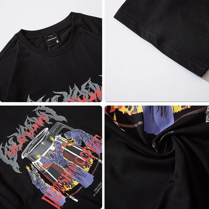 New Mens T-shirt Summer Black Demon Letter Cartoon Print O-Neck Short Sleeve T-shirt High Street Loose Oversize T shirt Koszulki
New Mens T-shirt Summer Black Demon Letter Cartoon Print O-Neck Short Sleeve T-shirt High Street Loose Oversize T shirt Koszulki