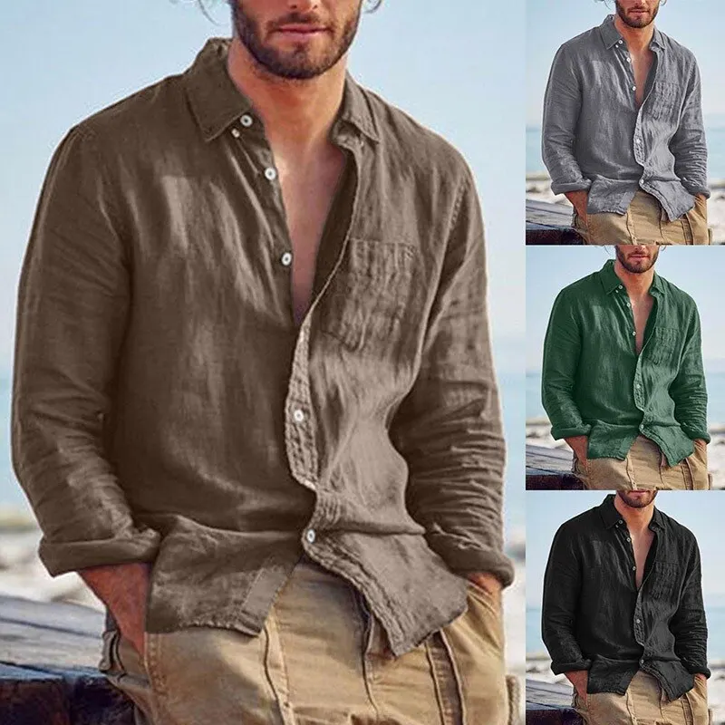 2021 Autumn Men's 100% Cotton Shirts Long Sleeve Solid Buttoned Turn-down Collar Shirt Slim Vintage Men Tops Casual Streetwear
2021 Autumn Men's 100% Cotton Shirts Long Sleeve Solid Buttoned Turn-down Collar Shirt Slim Vintage Men Tops Casual Streetwear