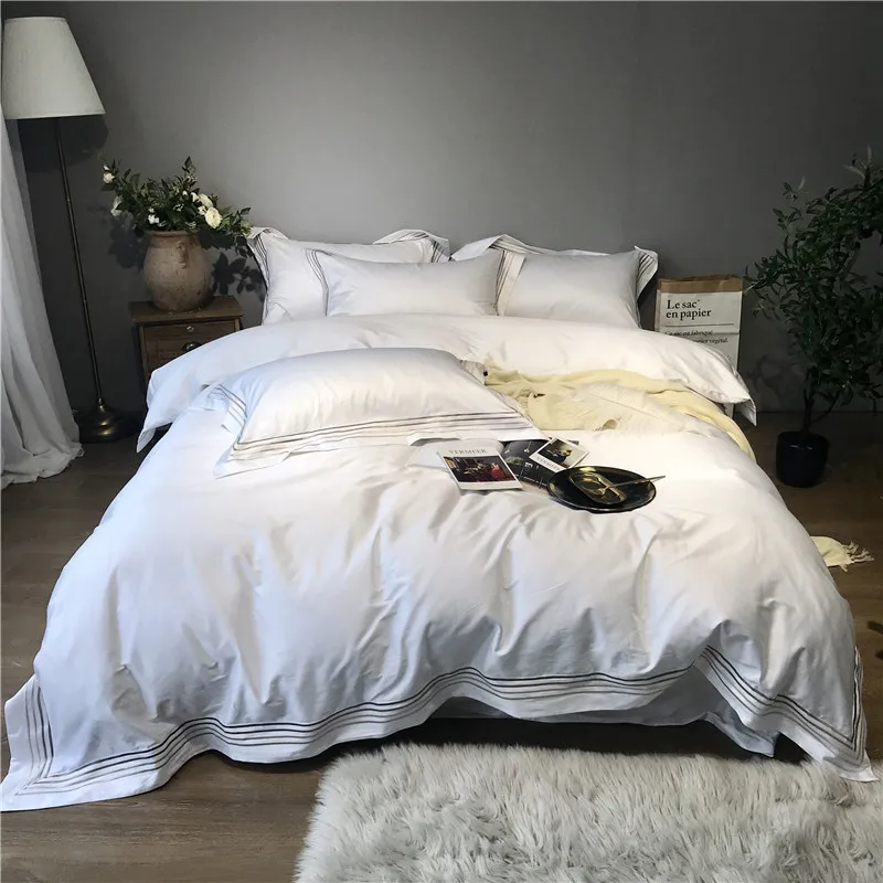 800TC Egyptain Cotton Luxury Hotel Bedding Set White Gray Queen king Bed Set Duvet Cover Fitted sheet Bed sheet parure de lit
800TC Egyptain Cotton Luxury Hotel Bedding Set White Gray Queen king Bed Set Duvet Cover Fitted sheet Bed sheet parure de lit
