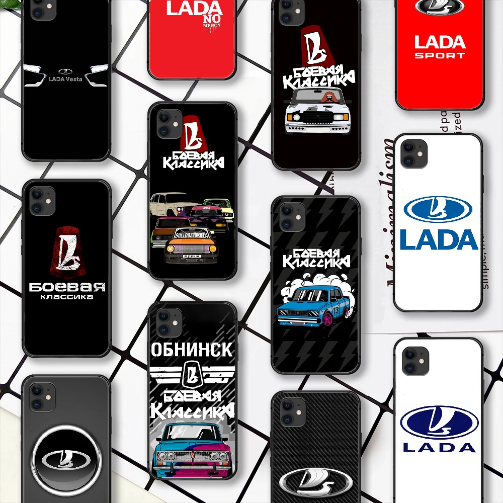 

LADA Car logo Phone Case For IPhone 4 4s 5 5S SE 5C 6 6S 7 8 Plus X XS XR 11 12 Mini Pro Max 2020 black Bumper Fashion Prime