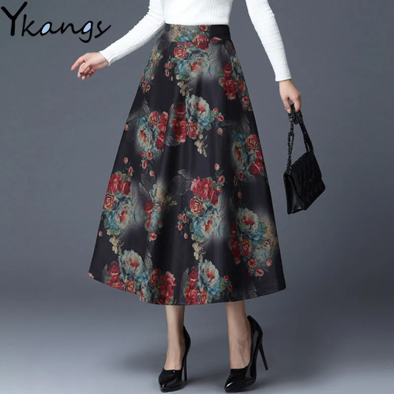 Vintage Winter Skirt Female Plus Size Plaid Flower Print Women'S Maxi Skirt High Waist Warm Wool Skirt Elegant Office Lady Skirt
Vintage Winter Skirt Female Plus Size Plaid Flower Print Women'S Maxi Skirt High Waist Warm Wool Skirt Elegant Office Lady Skirt
