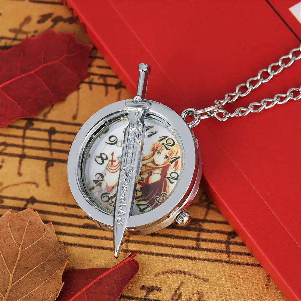 Маленькие серебряные часы с ожерельем Детские милые кварцевые карманные кулоном