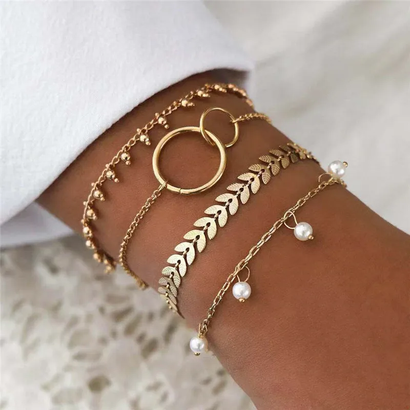 Chain Bracelets Set for Women Bohemia Multilayer Heart Leaf Charm Bangles Fashion Party Jewelry Gift pearl pendant bracelet
Chain Bracelets Set for Women Bohemia Multilayer Heart Leaf Charm Bangles Fashion Party Jewelry Gift pearl pendant bracelet