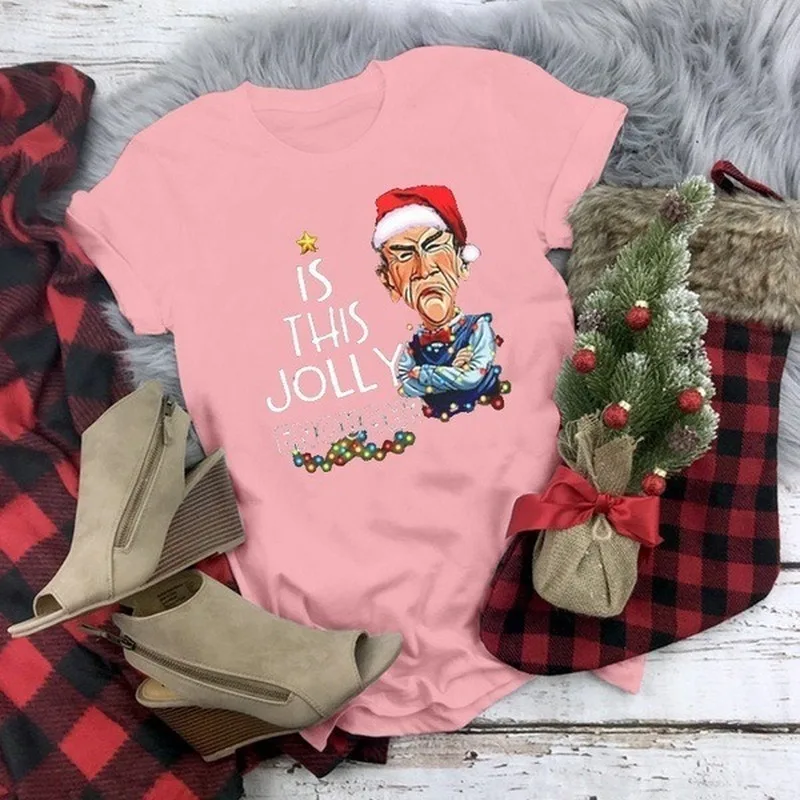 Christmas IS THIS JOLLY Enough Print T Shirt Women Short Sleeve O Neck Loose Tshirt Summer Women Tee Shirt Tops Camisetas Mujer
Christmas IS THIS JOLLY Enough Print T Shirt Women Short Sleeve O Neck Loose Tshirt Summer Women Tee Shirt Tops Camisetas Mujer