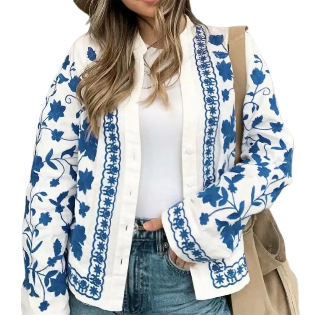 Shirt V-Neck Long Sleeve Single-breasted Floral Embroidery Women Blouse for Daiting Women Blouse
Shirt V-Neck Long Sleeve Single-breasted Floral Embroidery Women Blouse for Daiting Women Blouse