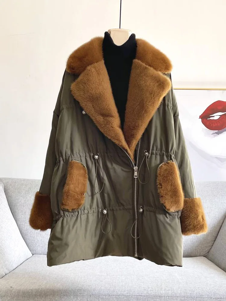 Mink collar parker stitching down jacket women's 2021 new station design sense mid-length European fur
Mink collar parker stitching down jacket women's 2021 new station design sense mid-length European fur
