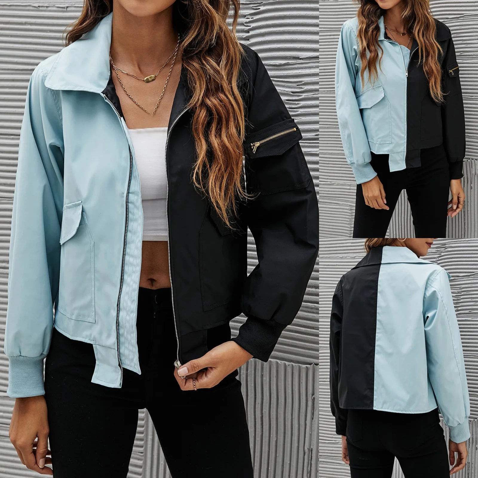 Jackets For Women 2021 Women Fashion Solid Splice Turndown Collar Coat Zipper Long Sleeve Pocket Bomber Jacket Female #01
Jackets For Women 2021 Women Fashion Solid Splice Turndown Collar Coat Zipper Long Sleeve Pocket Bomber Jacket Female #01