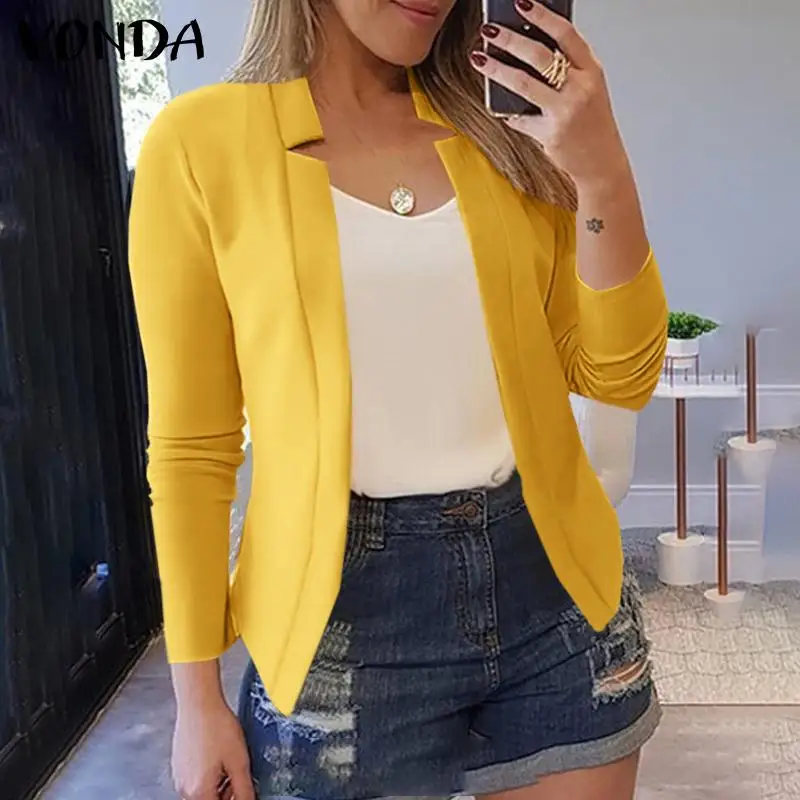 OL Style Women Autumn Winter Coats Casual Solid Color Long Sleeve Suit Blazer 2021 VONDA Ladies Office Jackets Femme Outerwears
OL Style Women Autumn Winter Coats Casual Solid Color Long Sleeve Suit Blazer 2021 VONDA Ladies Office Jackets Femme Outerwears