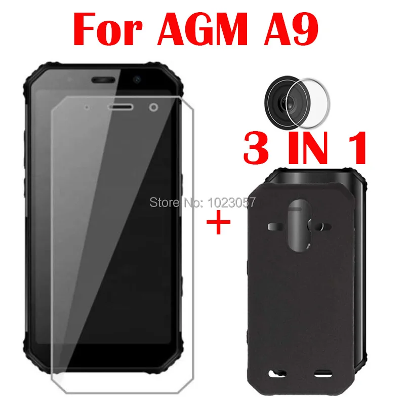 Чехол 3 в 1 + закаленное стекло для камеры AGM A9 Защита экрана стекла 2.5D - купить по