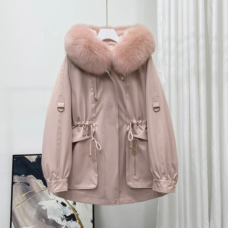2021 New Winter Jacket Women Parka Real Fox Fur Collar Hood Natural Rabbit Fur Liner Loose Thick Warm Parkas Fashion Streetwear
2021 New Winter Jacket Women Parka Real Fox Fur Collar Hood Natural Rabbit Fur Liner Loose Thick Warm Parkas Fashion Streetwear