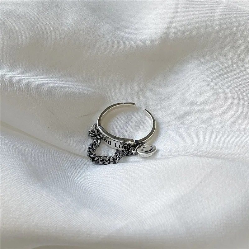 RUIYI Genuine 925 Sterling Silver Smile Ring Trendy Good Luck Letter Rings for Women Fashion Fine Silver Jewelry Female Gifts
RUIYI Genuine 925 Sterling Silver Smile Ring Trendy Good Luck Letter Rings for Women Fashion Fine Silver Jewelry Female Gifts