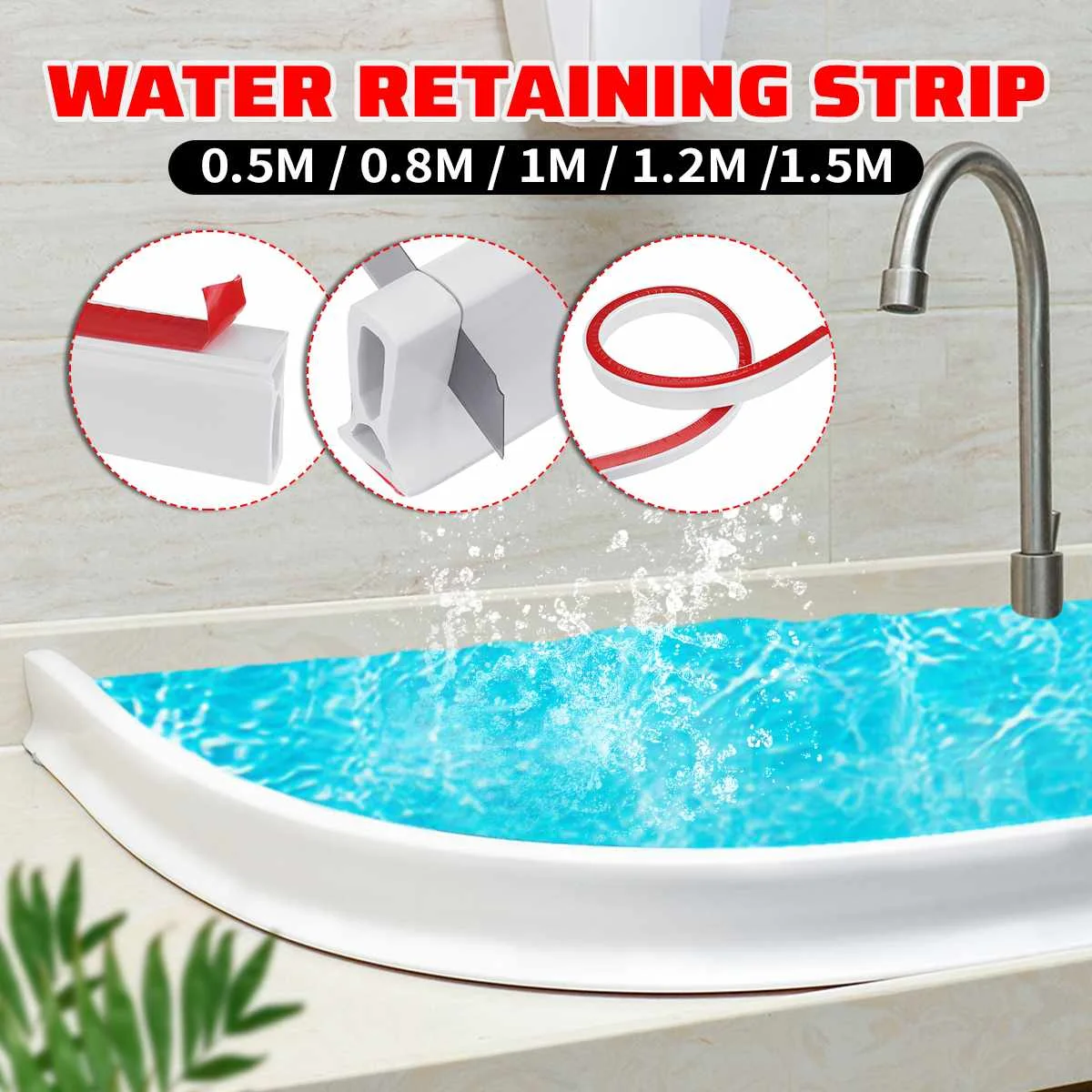 50 mm Height Bathroom Water Stopper Water Partition Dry&Wet Separation Flood Barrier Rubber Dam Silicon Water Blocker Don't Slip 
50 mm Height Bathroom Water Stopper Water Partition Dry&Wet Separation Flood Barrier Rubber Dam Silicon Water Blocker Don't Slip