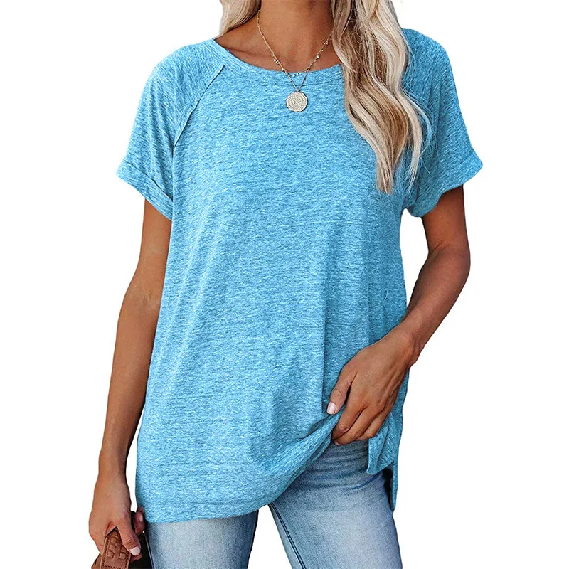 2021 spring and summer new round neck solid color loose short-sleeved T-shirt women KE8
2021 spring and summer new round neck solid color loose short-sleeved T-shirt women KE8