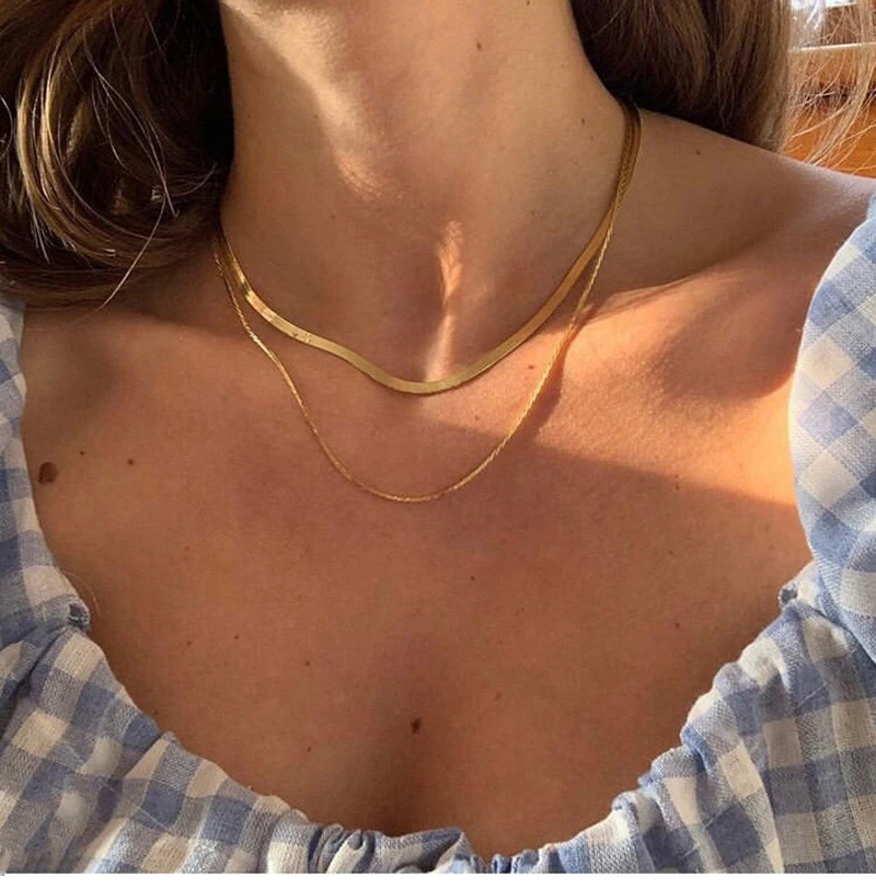 LImario Punk Multi Layered Flat Blade Snake Link Chain Choker Necklace Simple Gold Color Collar Necklaces for Women Jewelry
LImario Punk Multi Layered Flat Blade Snake Link Chain Choker Necklace Simple Gold Color Collar Necklaces for Women Jewelry