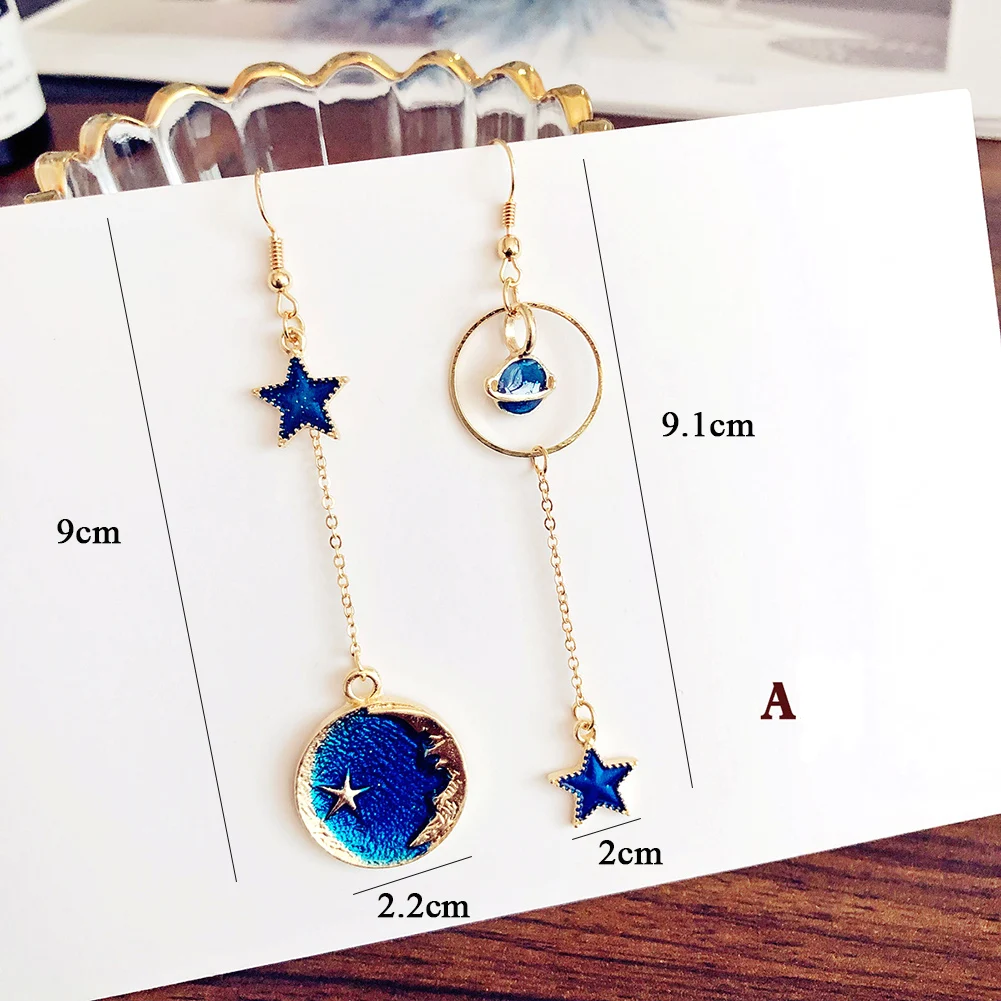 New Fashion Blue Space Universe Moon Star Earrings For Women Universe Planet Circle Asymmetry Long Earrings Jewelry 
New Fashion Blue Space Universe Moon Star Earrings For Women Universe Planet Circle Asymmetry Long Earrings Jewelry