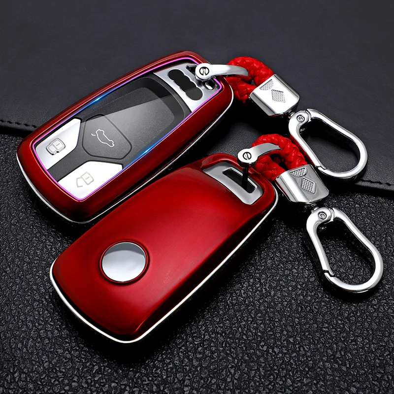 Car Styling Carbon Fiber Cover Case For Audi A4 New A4L A5 A6L QT S5 S7 Q7 TTS Auto Protection Key Shell Accessories Keychain | Автомобили
