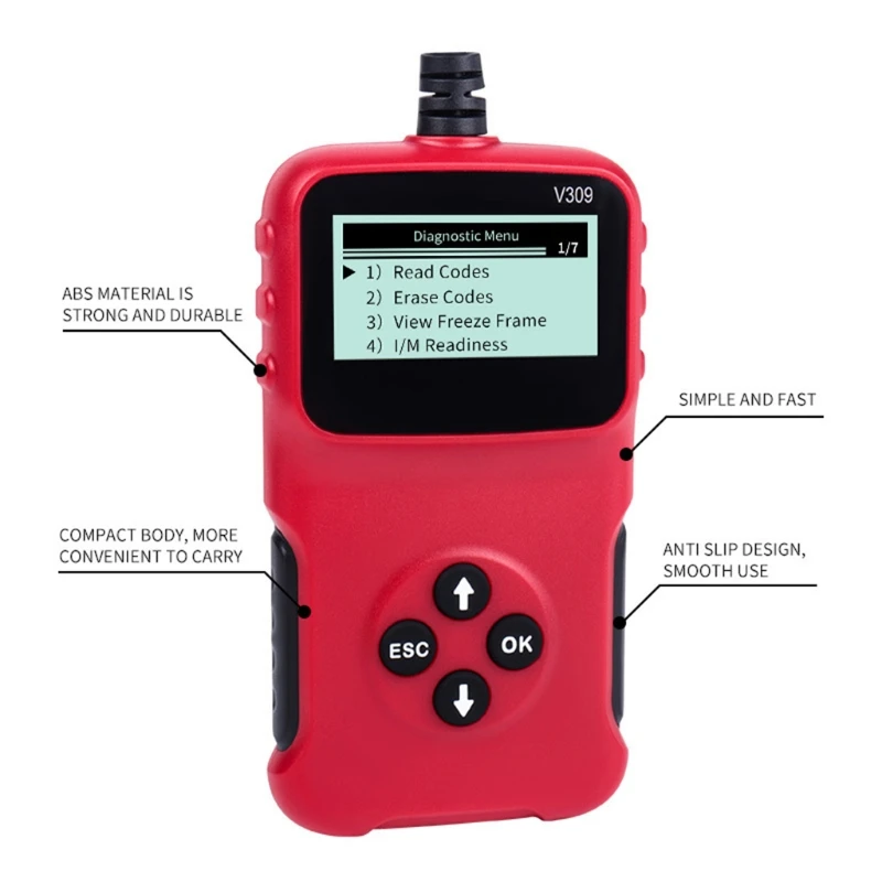 OBD2 V309 Vehicles Code Reader Automotive Erase/Reset Fault Codes Diagnostic Scanner Code Reader Scanner Auto 28GC
OBD2 V309 Vehicles Code Reader Automotive Erase/Reset Fault Codes Diagnostic Scanner Code Reader Scanner Auto 28GC