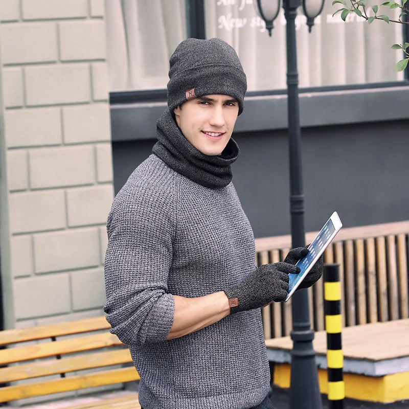 Thick Warm Knitted Wool Winter Hats for Men Scarf Gloves 3PCS Sets Black Grey Male Scarves Touch Screen Luxury Brand Beanies
Thick Warm Knitted Wool Winter Hats for Men Scarf Gloves 3PCS Sets Black Grey Male Scarves Touch Screen Luxury Brand Beanies