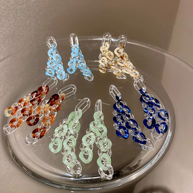 New Acrylic Personalized Chain Earrings Long Earrings for Women Temperament Geometric Korean Fashion Jewelry 2021 
New Acrylic Personalized Chain Earrings Long Earrings for Women Temperament Geometric Korean Fashion Jewelry 2021