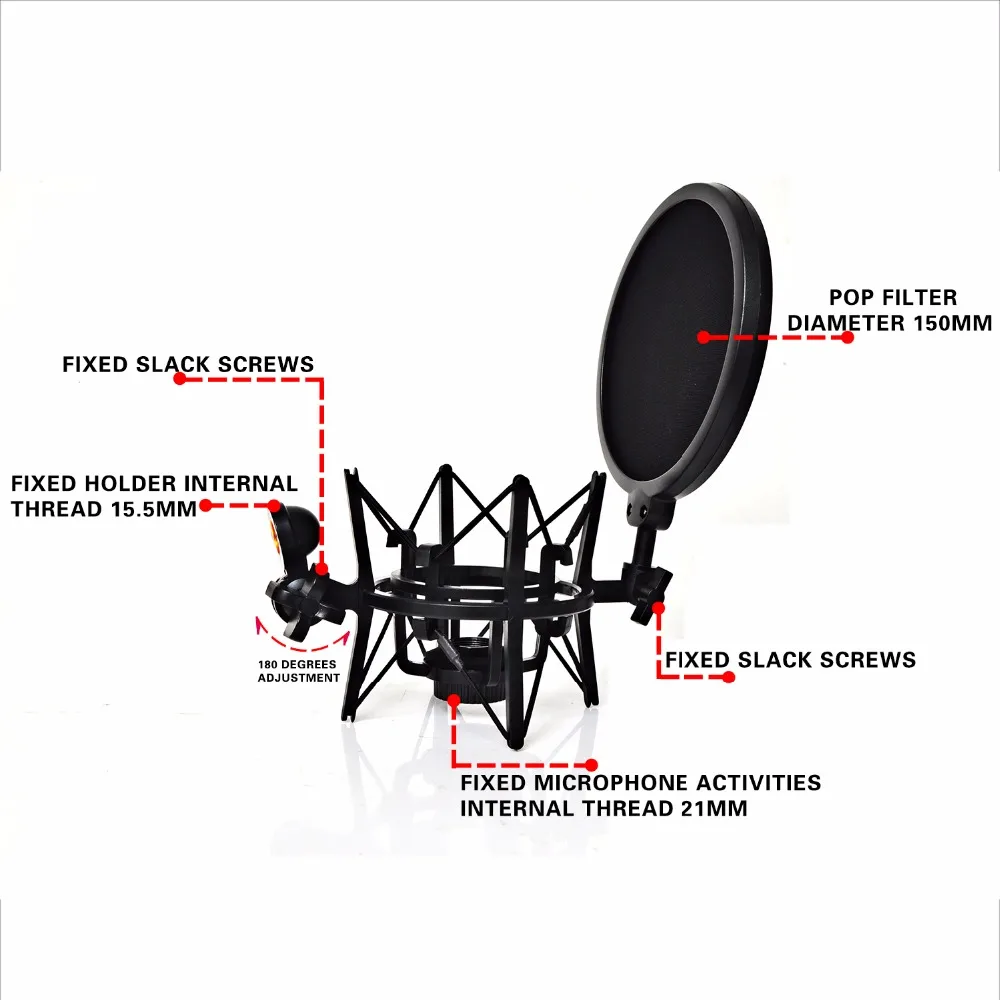 SH-101 Hot Sale Microphone Mic Professional Shock Mount with Pop Shield Filter Screen for short thread microphone
SH-101 Hot Sale Microphone Mic Professional Shock Mount with Pop Shield Filter Screen for short thread microphone