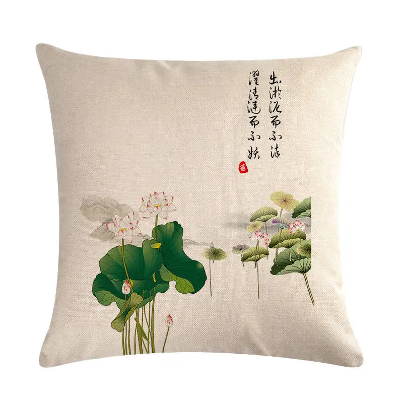 Chinese Style Lotus Throw Pillow Cover Cotton Linen Cushion Cover Living Room Sofa Home Decora Pillow Case 45*45cm Square Pillow
Chinese Style Lotus Throw Pillow Cover Cotton Linen Cushion Cover Living Room Sofa Home Decora Pillow Case 45*45cm Square Pillow