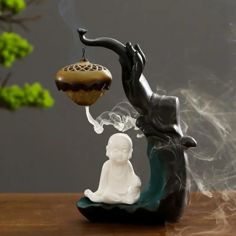 Little Monk Backflow Incense Burner With 20 Pcs Cones Smoke Waterfall Incense Sticks Holder Bahhda Hand Zen Ornaments Decor
Little Monk Backflow Incense Burner With 20 Pcs Cones Smoke Waterfall Incense Sticks Holder Bahhda Hand Zen Ornaments Decor
