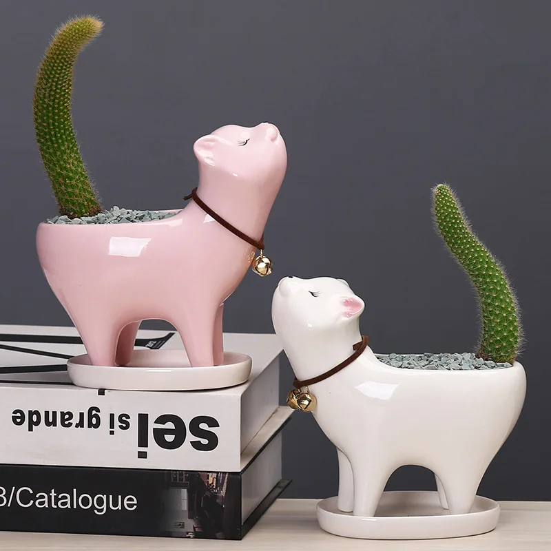 Cartoon Cat Flower Pot Animal Ceramic Creative Desktop Flower Pot Cactus Succulents Potted Flower Arrangement Home Decorations
Cartoon Cat Flower Pot Animal Ceramic Creative Desktop Flower Pot Cactus Succulents Potted Flower Arrangement Home Decorations