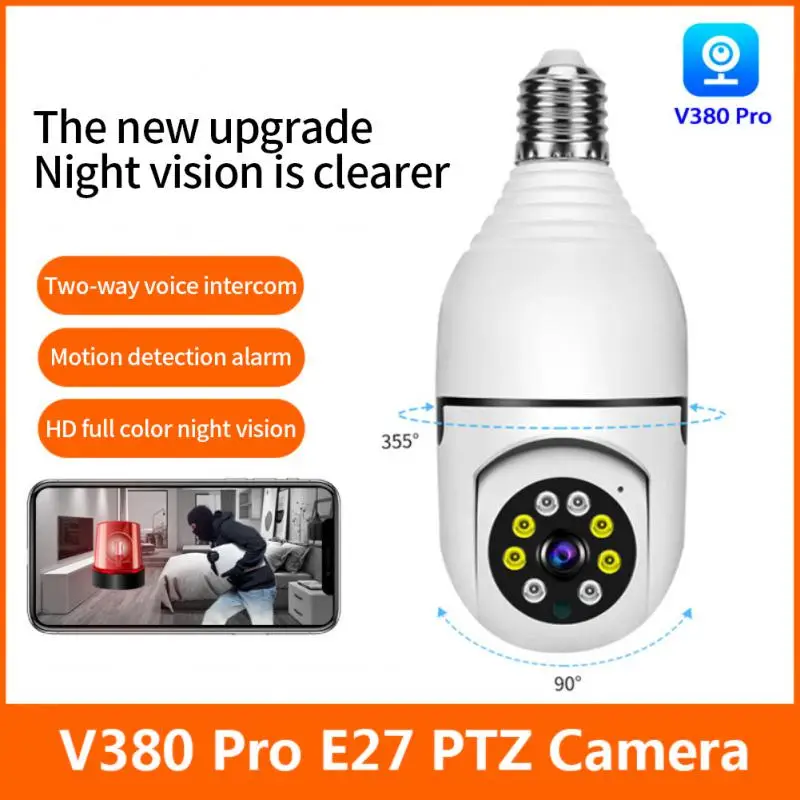 

E27 Bulb Lamp Camera 720P Wifi IP PTZ IR Night Vision Home Security Auto Tracking Video Surveillance Camera V380 Pro APP