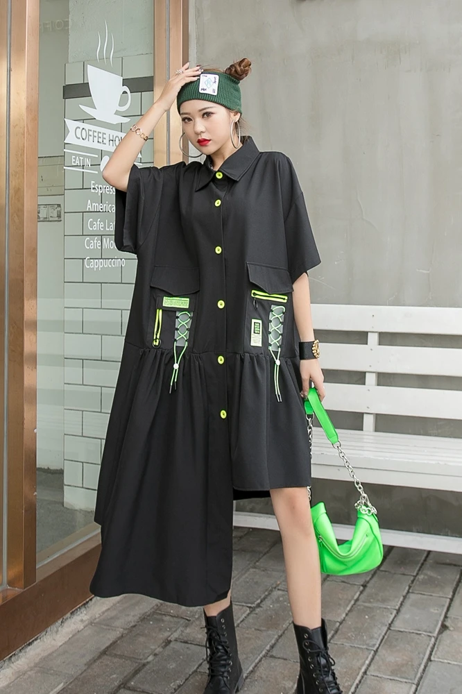 QING MO Fashion Tide Women Irregular Dress 2021 Summer Women Drawstring Blouse Dress Female Oversized Dress ZQY6822
QING MO Fashion Tide Women Irregular Dress 2021 Summer Women Drawstring Blouse Dress Female Oversized Dress ZQY6822
