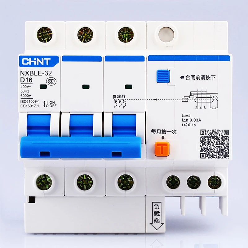 CHINT AC230/400V NXBLE-32 3P residual current device D 6 10 16 20 25 32A Electromagnetic release type D disconnector
CHINT AC230/400V NXBLE-32 3P residual current device D 6 10 16 20 25 32A Electromagnetic release type D disconnector