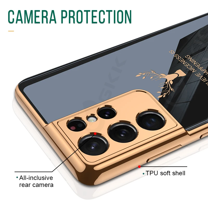 Роскошный стеклянный чехол с покрытием для Samsung Galaxy S21 Plus Ultra 5G противоударный