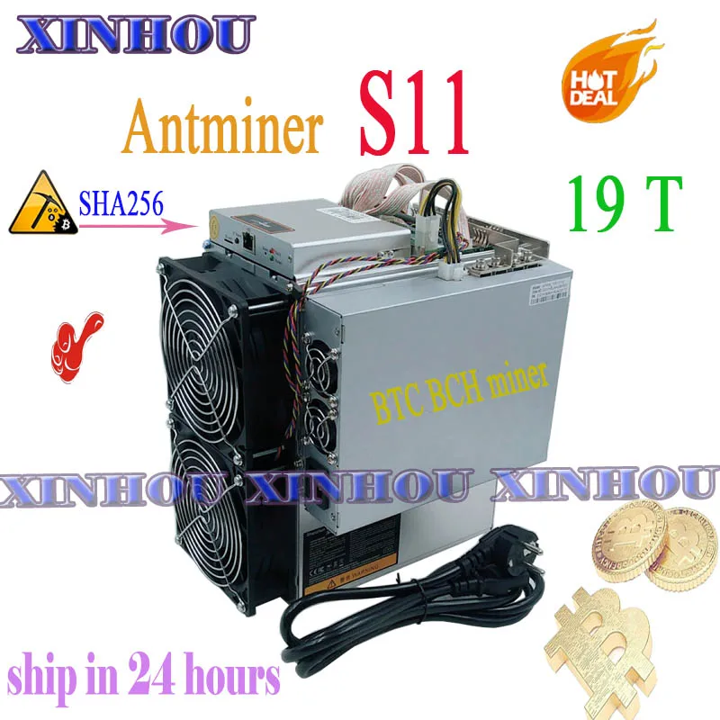 Старая Майнер Asic BTC BCH SHA256 AntMiner S11 19T с блоком питания биткоинов лучше чем S9 S17e