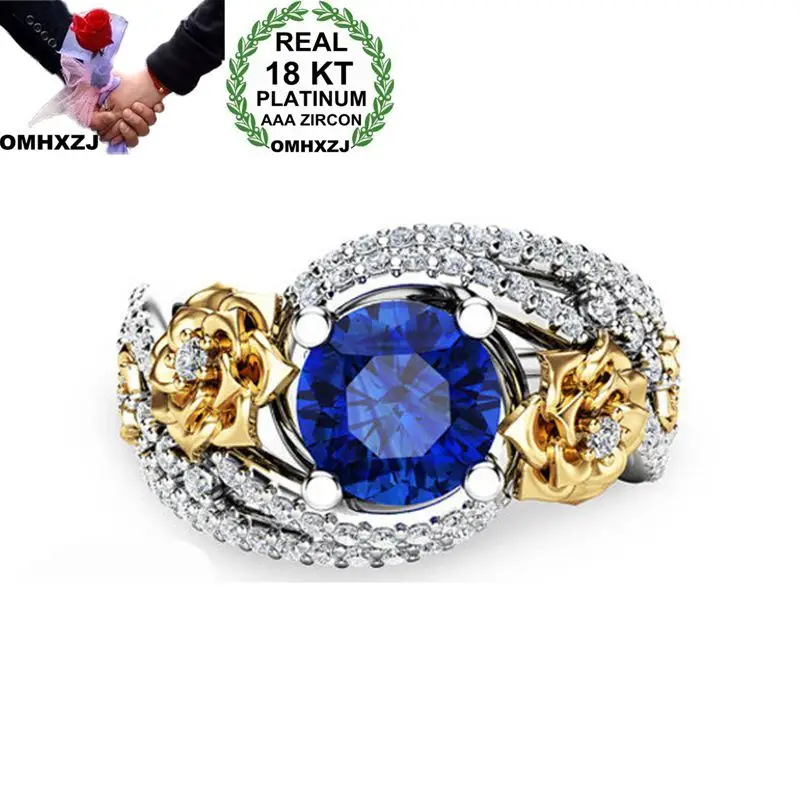 OMHXZJ Wholesale European Fashion Woman Man Party Wedding Gift Flower Round Blue Zircon 18KT White Gold Yellow Gold Ring RR629
OMHXZJ Wholesale European Fashion Woman Man Party Wedding Gift Flower Round Blue Zircon 18KT White Gold Yellow Gold Ring RR629