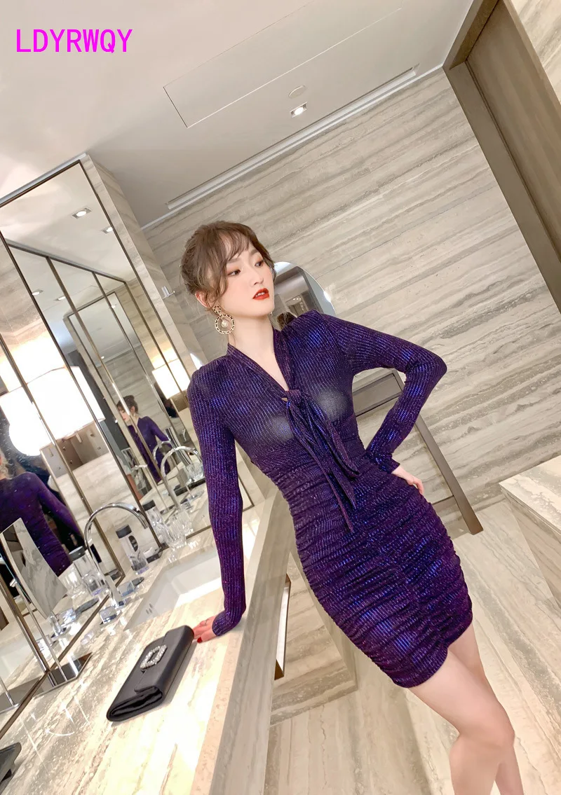 for spring and autumn 2021 sparkles the hips Office Lady Polyester The new sexy perspective bow pleated dress
for spring and autumn 2021 sparkles the hips Office Lady Polyester The new sexy perspective bow pleated dress