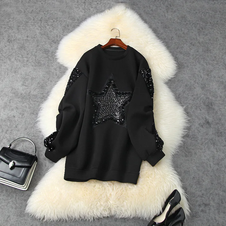 European and American women's wear 2020 winter new style Long-sleeve heavy duty glitter Fashionable space cotton loose dress 
European and American women's wear 2020 winter new style Long-sleeve heavy duty glitter Fashionable space cotton loose dress