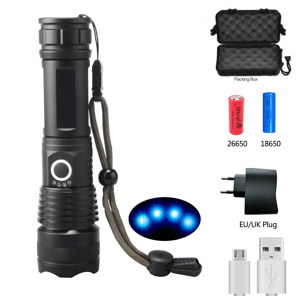 120000 Lumens XHP50.2 Most Powerful LED Flashlight USB Rechargeable Waterproof Zoom Torch xhp50 18650 or 26650 battery Camping 
120000 Lumens XHP50.2 Most Powerful LED Flashlight USB Rechargeable Waterproof Zoom Torch xhp50 18650 or 26650 battery Camping