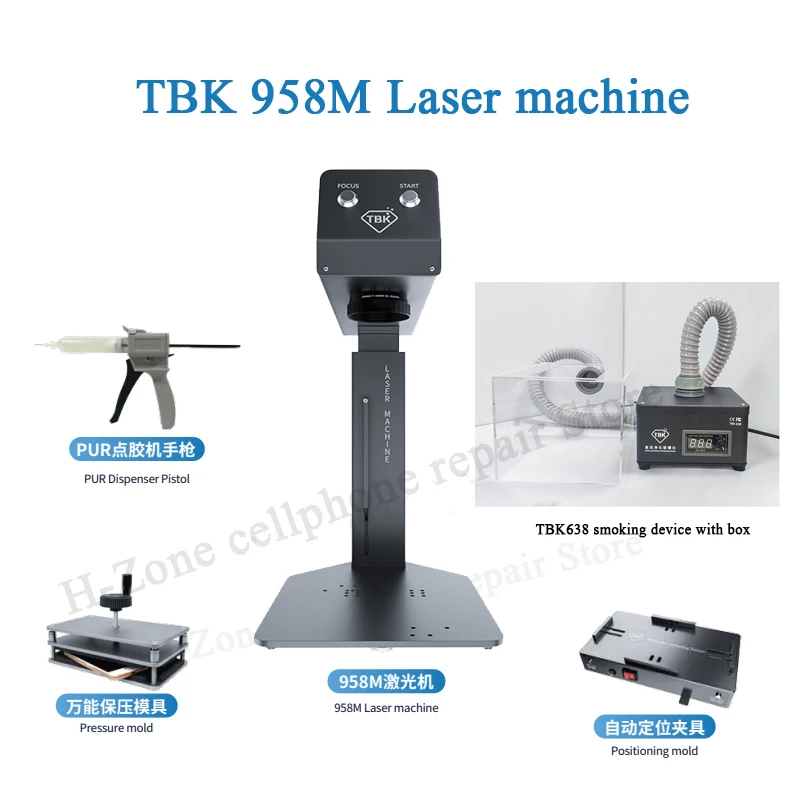 

TBK 958M Laser Machine Auto Focus Back Glass Laser Remove Machine Frame Separator For iPhone 12ProMax 11 XR With smoke Extractor