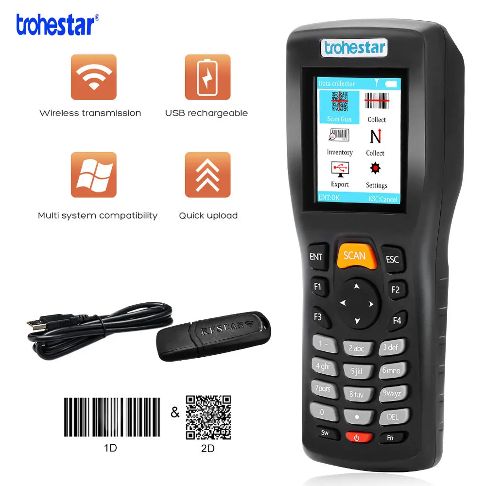 Wireless Barcode Scanner USB Handheld Bar Code Reader Laser Cordless Data Collector Portable Terminal Inventory Device Scanners
Wireless Barcode Scanner USB Handheld Bar Code Reader Laser Cordless Data Collector Portable Terminal Inventory Device Scanners