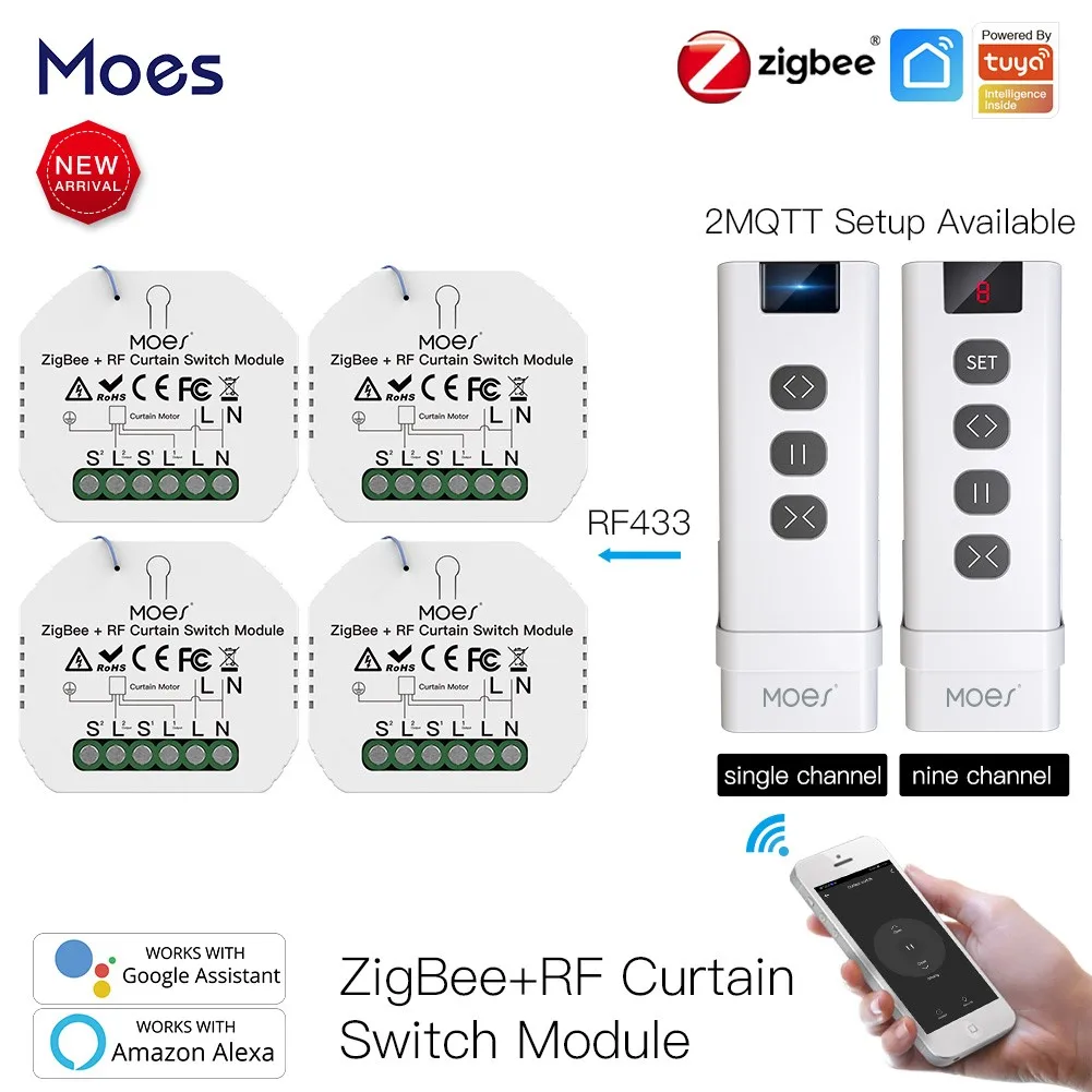 Модуль переключения занавесок MoesHouse ZigBee Smart RF433, "сделай сам", для строительного двигателя, 2MQTT, приложение Smart Life, Alexa, Google Home
Модуль переключения занавесок MoesHouse ZigBee Smart RF433, "сделай сам", для строительного двигателя, 2MQTT, приложение Smart Life, Alexa, Google Home