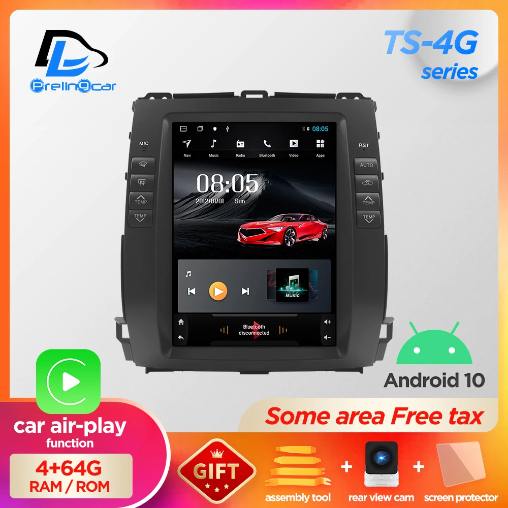 Автомагнитола мультимедийный навигатор видеоплеер для Land Cruiser Prado 2002 2009 Tesla style